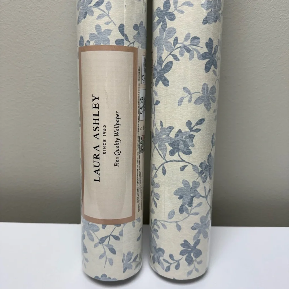 New! Laura Ashley 2 double rolls Misterton Trail Pale Seaspray Blue Wallpaper